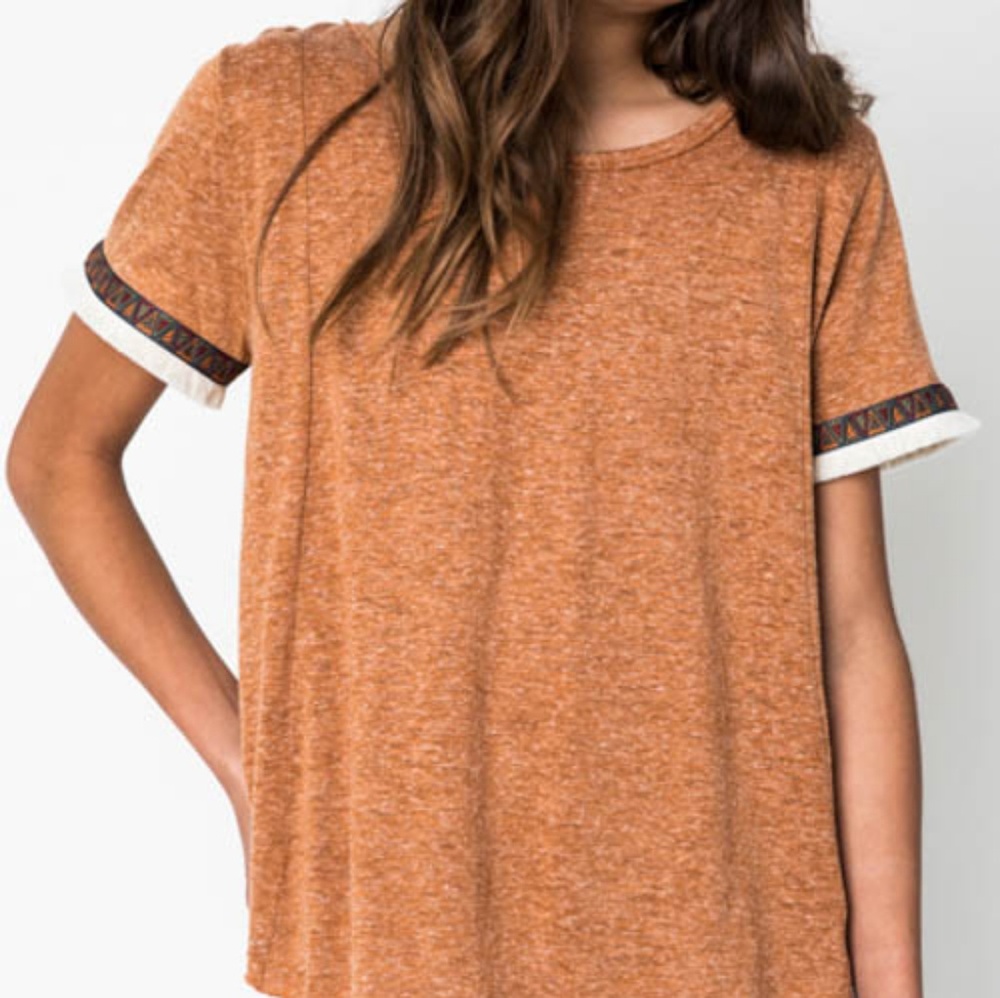 Hayden L.A girls camel brown tribal print top
